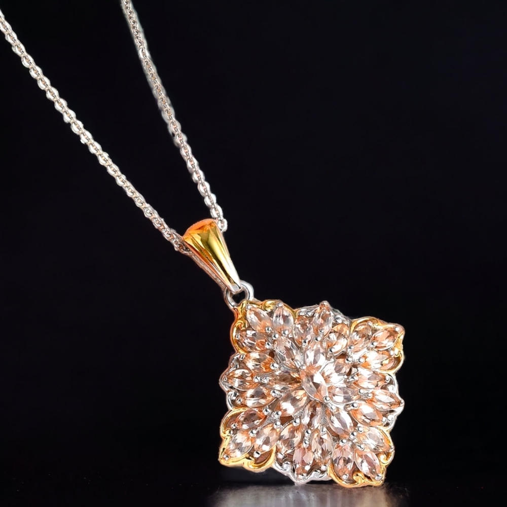NWT IMPERIAL TOPAZ PENDANT NECKLACE IN PLATINUM & GOLD OVER STERLING SILVER